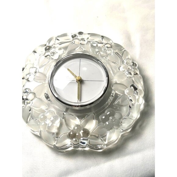 Mikasa Carmen Crystal Floral Desk Clock 6 1/4" Battery Operated Germany #1118/6 - Picture 1 of 14